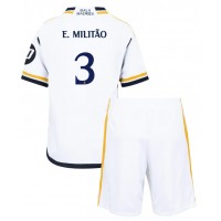 Fotbalové Dres Real Madrid Eder Militao #3 Dětské Domácí 2023-24 Krátký Rukáv (+ trenýrky)